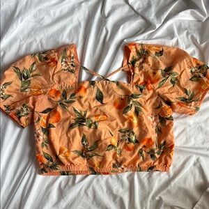LOFT Orange Harvest Cropped Blouse